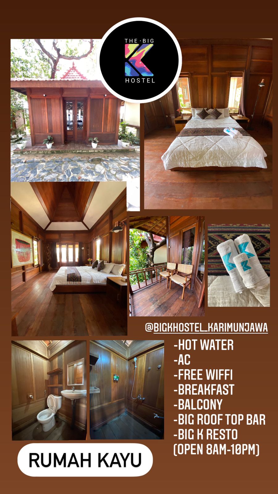 Kamar Wooden House 2p di Big K Hostel (Bukit View Laut)